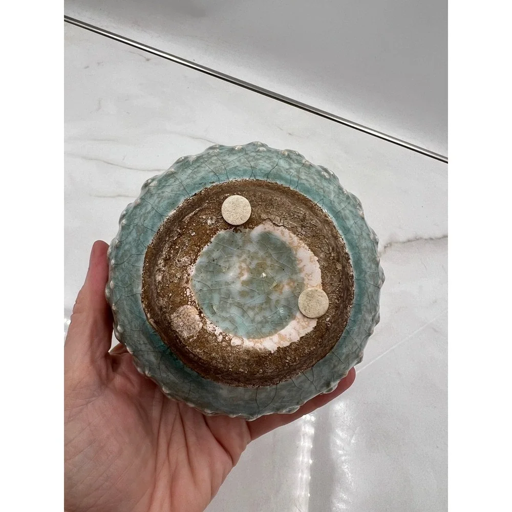Celadon Green Crackle Glaze Double Gourd Ceramic Vase Studio Pottery 5.5